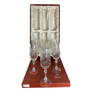 Champagne Flutes in Cut Crystal from Lorraine, 1960s, Set of 6 For Sale