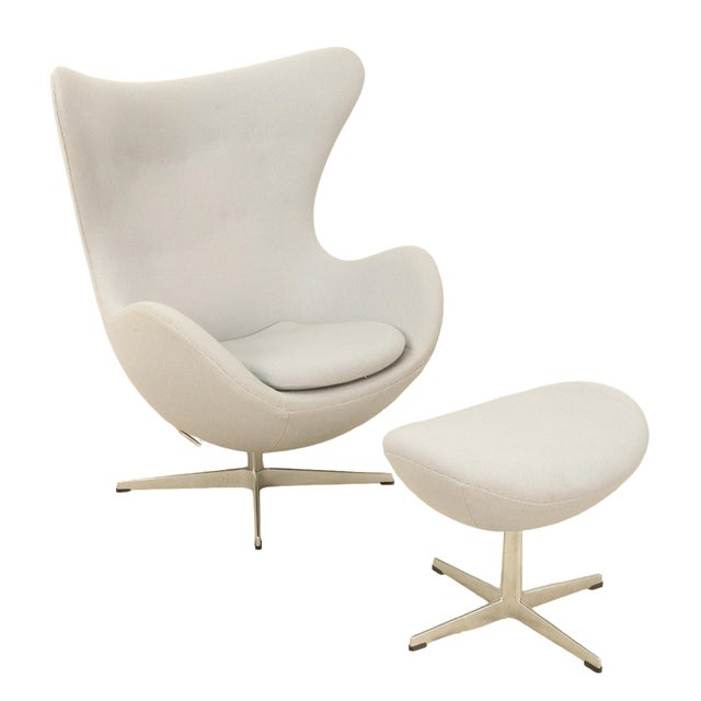 Metal Mid Century Modern Egg Lounge Chair & Ottoman Arne Jacobsen for Fritz Hansen For Sale - Image 7 of 18