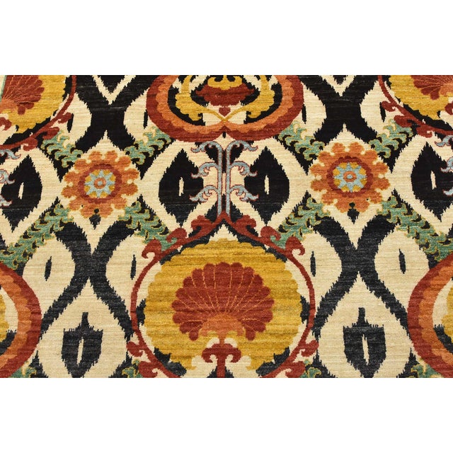 2020s Suzani Runner 5'1'' X 14'1'' Beige Wool Modern Hand-Knotted Oriental Rug For Sale - Image 5 of 12