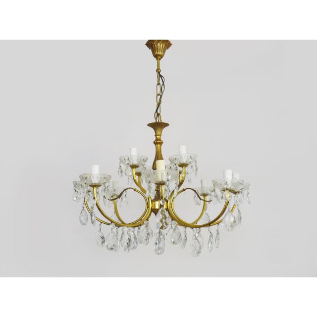 1960s Vintage Bronze Suspension Chandelier with 12 Lights, 1960s For Sale - Image 5 of 11