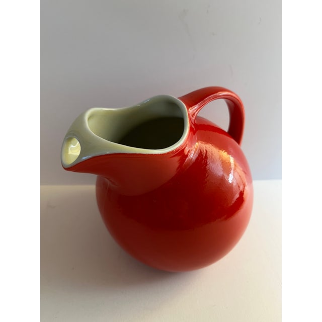 1950s Mid-Century Modern Bright Red Hall Pitcher For Sale - Image 4 of 5