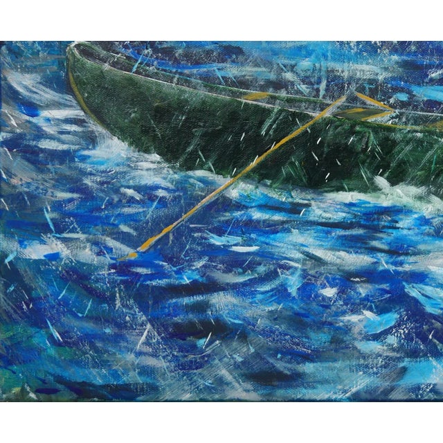 2022 "Chubasco" Green, Red, and Blue Contemporary Stormy Seascape Painting by Moisés Villafuerte For Sale - Image 4 of 7