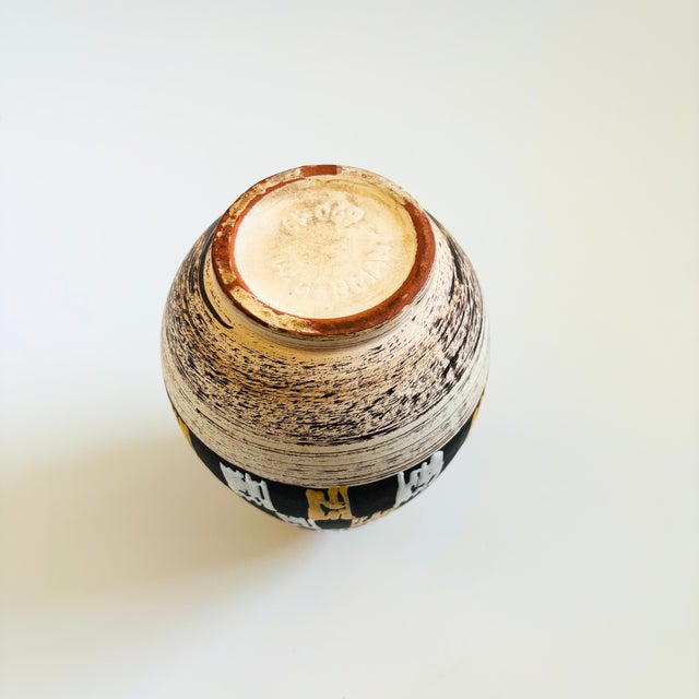 Yellow Mid Century West German Pottery Vase - Yellow Checkered For Sale - Image 8 of 9