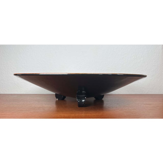 Black Large Art Deco German Ceramic Tripod Bowl from Karlsruher Majolika, 1940s For Sale - Image 8 of 18