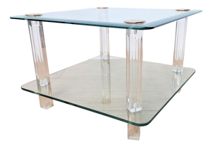 Hollywood Regency Side Glass Table, 1970s