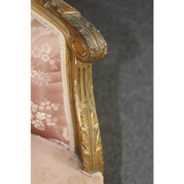 Fantastic Pair of Giltwood Corbeille Form French Louis XVI Salon Bergere Chairs For Sale - Image 11 of 12