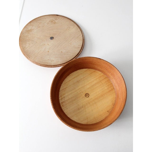 Vintage Handmade Wood Bowl With Lid For Sale - Image 9 of 10