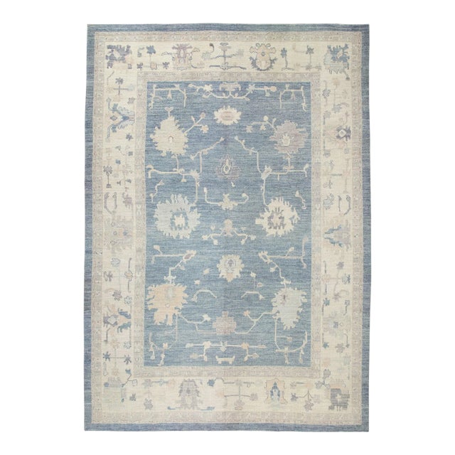 Modern Turkish Oushak Rug 10'4" x 14'3" For Sale