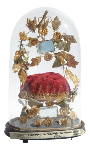 Antique Marriage Dome Cushion with Gold Gilt Ornaments