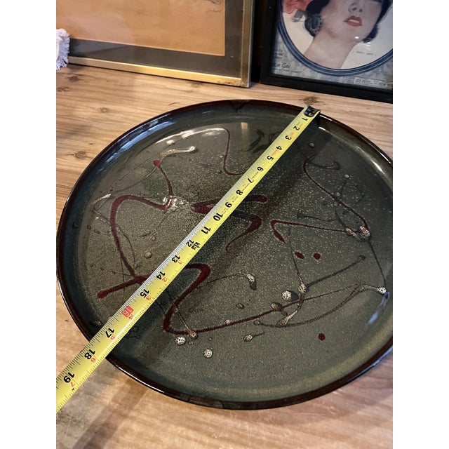 1970s Abstract Pottery Splatter Paint Style Tray For Sale - Image 4 of 7