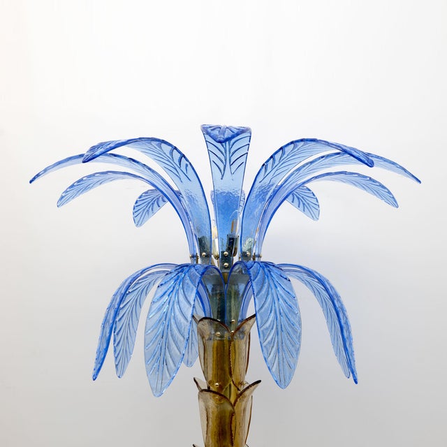 Murano Glass and Brass Palm Tree Floor Lamps from Maestri Muranesi, 1970s, Set of 2 For Sale - Image 4 of 14