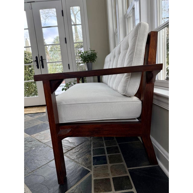 2020s Custom Love Seat Couch. High Quality Oak Construction. For Sale - Image 5 of 6