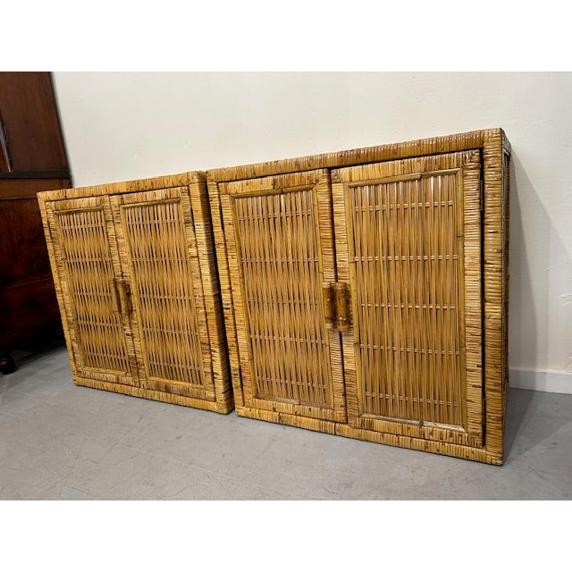 Mid-Century Modern Vintage Buri Rattan Cabinets, a Pair For Sale - Image 3 of 9