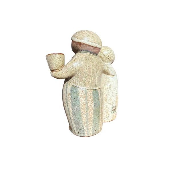 Ceramic Vintage Japanese Stoneware Figurine Candle Holder For Sale - Image 7 of 11