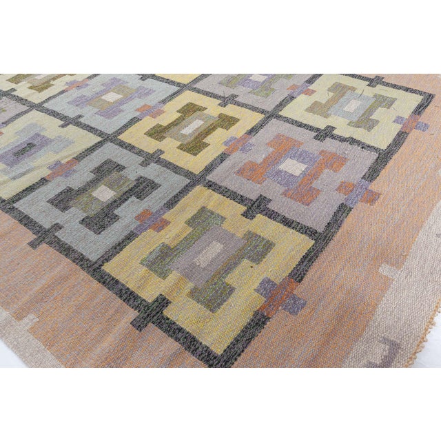 Mid-Century Modern Doris Leslie Blau Vintage Swedish Flat Weave Rug by Agda Osterberg For Sale - Image 3 of 9