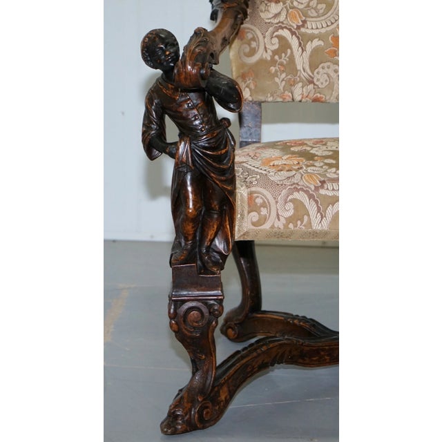 Museum Quality Valentino Panciera Besarel 19th Century Italian Walnut Cherub Carved Armchair – Throne Chair For Sale - Image 9 of 12