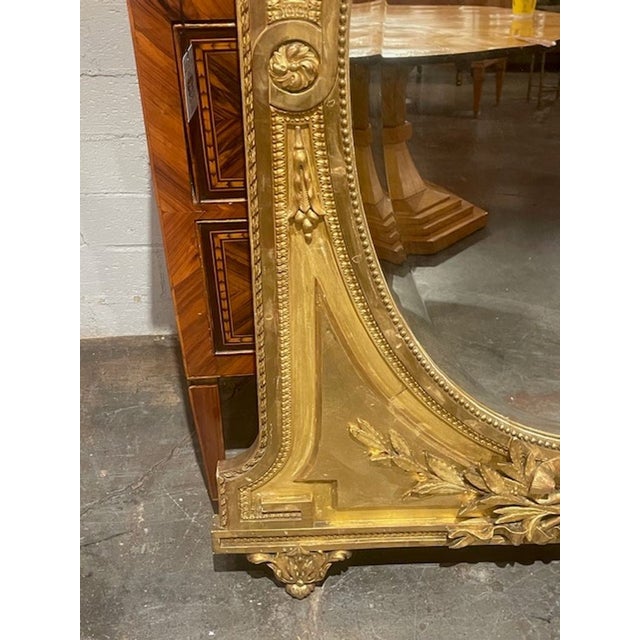 French 19th C. French Louis XVI Giltwood Mirror For Sale - Image 3 of 8