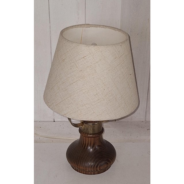 Vintage Table Lamp with Brown Spruce Wood Base, 1980s For Sale - Image 4 of 7