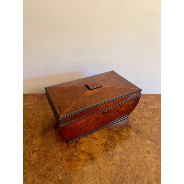 Wonderful quality antique Regency burr walnut tea caddy, having a fantastic quality Regency burr walnut tea caddy, a...