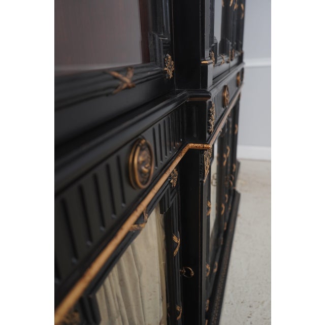 Hickory White Regency Black & Gold Breakfront Bookcase For Sale - Image 13 of 18