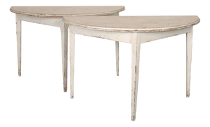Swedish Demi-Lune Console Tables, Set of 2
