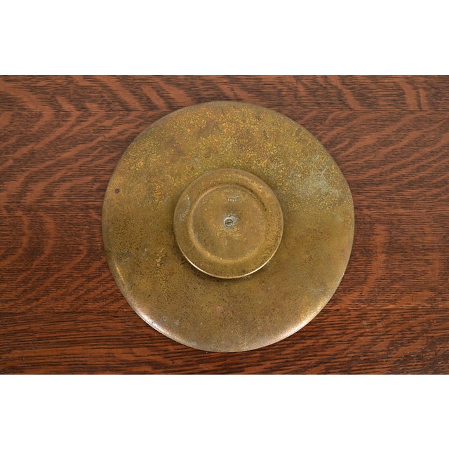 Metal Tiffany Studios New York Bronze Footed Plate or Charger With Decorative Border For Sale - Image 7 of 10