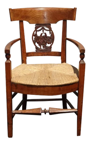 1950s Vintage French Country Carved Lovebirds Backrest Accent Chair