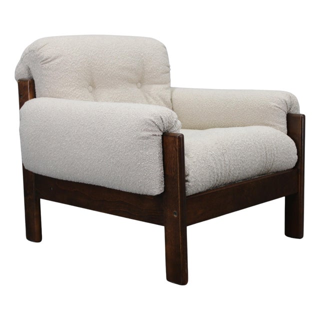 Mid-Century Bouclé Armchair, Czechoslovakia, 1970s For Sale