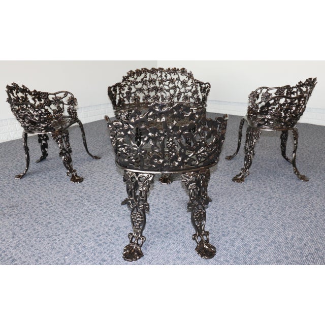 Circa 1950s — By J. F. Day & Co. Cast Iron Grapevine Garden Suite, 5 Pieces, Attributed For Sale - Image 10 of 13