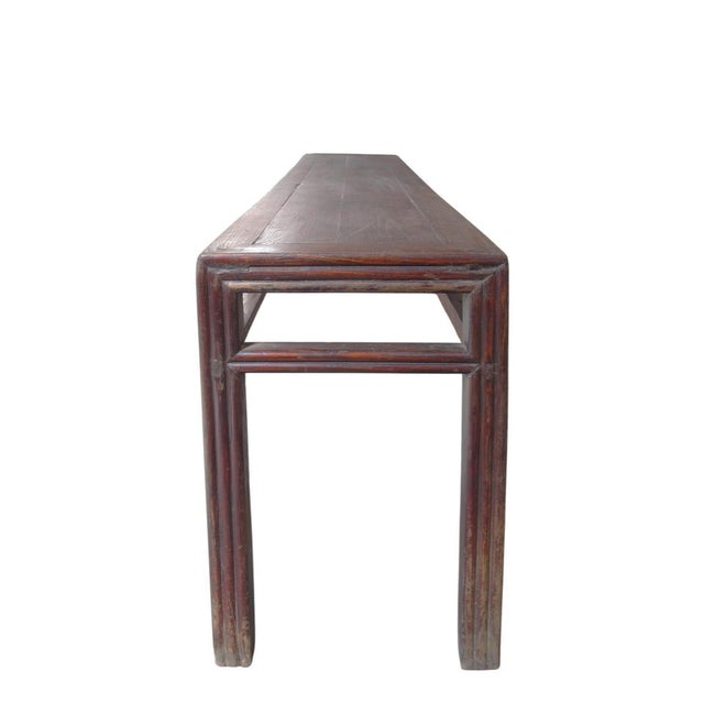 Wood Antique Chinese Elm Console Table, 9.6' Long – Qing Dynasty For Sale - Image 7 of 13