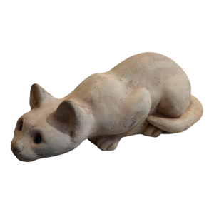 Whimsical Stone Cat Sculpture Doorstop With Glass Eyes