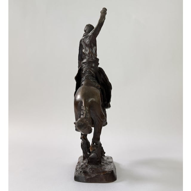 Coffee Abstract Bronze Cowboy on Bucking Horse Sculpture, 12” H For Sale - Image 8 of 12