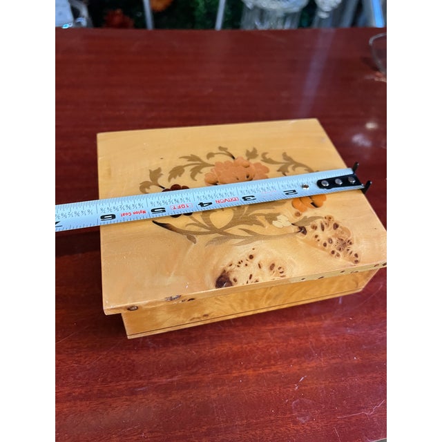 1970s 1970s Small Wooden Jewelry Box With Floral Details For Sale - Image 5 of 9