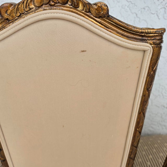 Vintage French Louis XV Rococo Giltwood Wing Back Dining Side Chairs Set of 4 For Sale - Image 15 of 17
