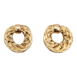 Vintage 1955 Signed Napier Doris Day Goldtone Woven Clip Earrings-2 Pieces For Sale