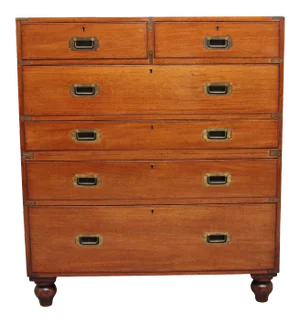19th Century Mahogany 2-Part Military Secretaire Chest