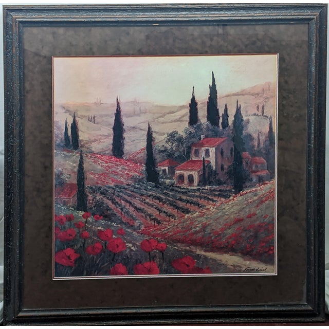An elegant and beautifully coordinated pair of Fronckowiak "Poppies of Toscano I & II" signed-in-plate framed fine art...