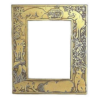 Vintage Brass Photo Picture Frame With Kittens Cats Fits 4" X 3" For Sale
