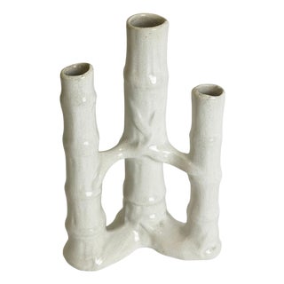 Victorian Bamboo-Form Spill Vase in Craquelure Stoneware, England, 1890 For Sale