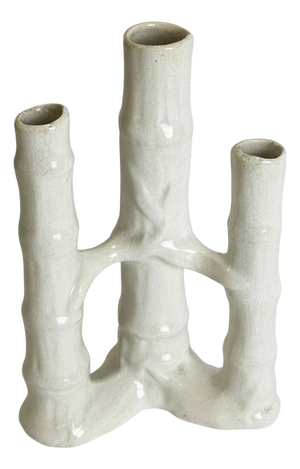 Victorian Bamboo-Form Spill Vase in Craquelure Stoneware, England, 1890