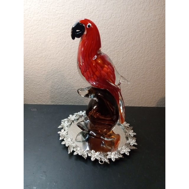 1980s Dynasty Gallery Toucan on Pedestal Art Glass Sculpture For Sale - Image 4 of 8