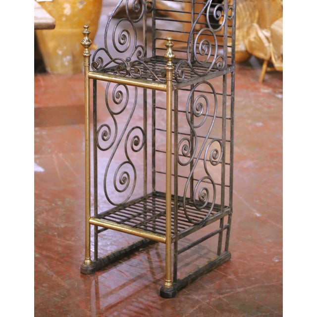 19th Century French Parisian Wrought Iron and Brass Baker’s Rack For Sale In Dallas - Image 6 of 12