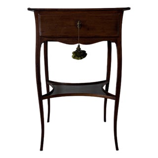 Antique French Louis XV Style Wood Lamp Table or Nightstand With Keyed Drawer For Sale