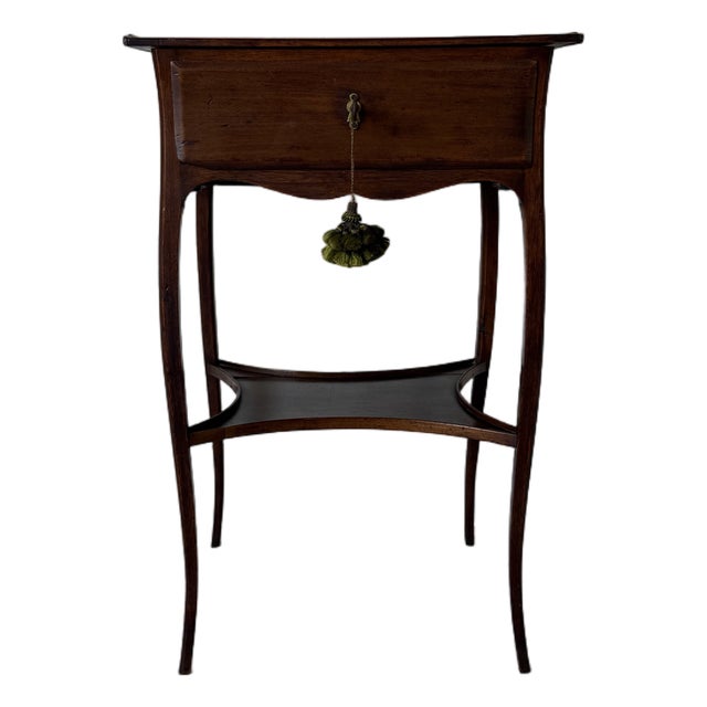 Antique French Louis XV Style Wood Lamp Table or Nightstand With Keyed Drawer For Sale