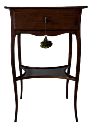 Antique French Louis XV Style Wood Lamp Table or Nightstand With Keyed Drawer