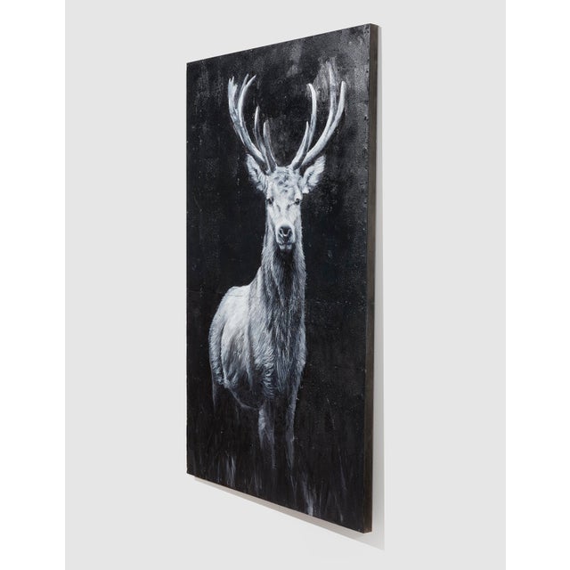 Deer II Collective Bap Vietnam Art Large-Scale Black White Wildlife Portrait For Sale - Image 11 of 11