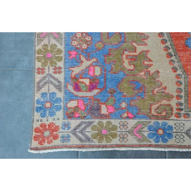 1960s 1960s Red and Blue Vintage Rug For Sale - Image 5 of 11