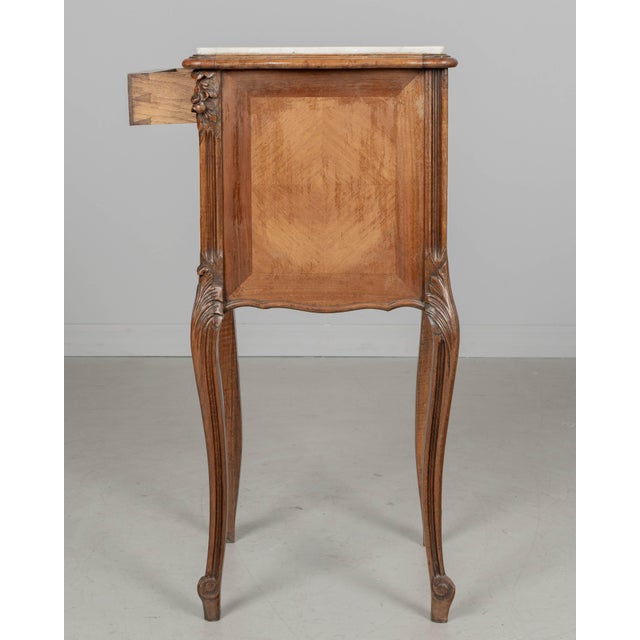 1900 - 1909 French Louis XV Style Nightstand, Walnut With Marble Top, Circa 1900s For Sale - Image 5 of 9