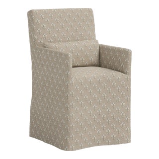 Stoffer Home x Cloth & Company Lindy Slipcover Dining Arm Chair in Francie Tan For Sale