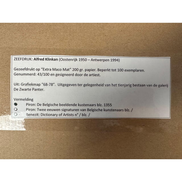 Plastic Alfred Klinkan, Untitled, 1960s, Signed Screen Print For Sale - Image 7 of 13